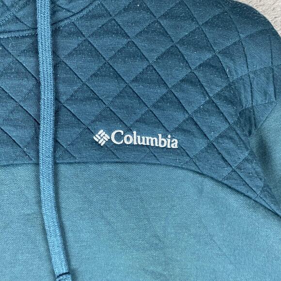 Columbia Hoodie Pullover Mens Large Blue Quilted Hood Outdoor Activewear AM5304 - Picture 3 of 16